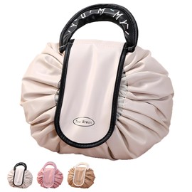 LHLZNB Travel Makeup Bag - Large Cosmetic Bags for Women, Stylish Makeup Organizer & Pouch for All Your Beauty Essentials, Perfect as a Make up Bag or Travel Makeup Organizer (Beige)