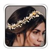 IYOU Kristall Braut Haar Reben Blatt Gold Hochzeit Kopfschmuck Perle