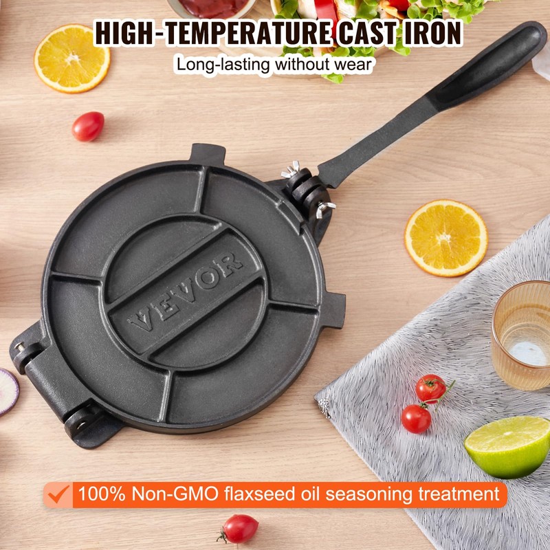 VEVOR Tortilla Press, 8 Inch Tortilla and Roti Maker, Cast