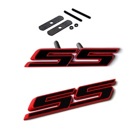 Yoaoo 2Pack OEM Grille Ss Plus Decal Emblem Badge 3D Compatible with Zl1 1LE Series Red Frame Ss Red Line
