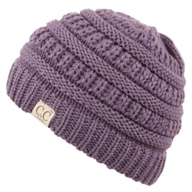 C.C Hatsandscarf Kids Beanie Ages 2-5 Warm Chunky Thick Stretchy Knit Slouch Beanie Skull Hats (YJ-847-KIDS) (Violet)