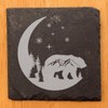 Mystic Moon and Stars Slate Coasters - Laser Etched Bear