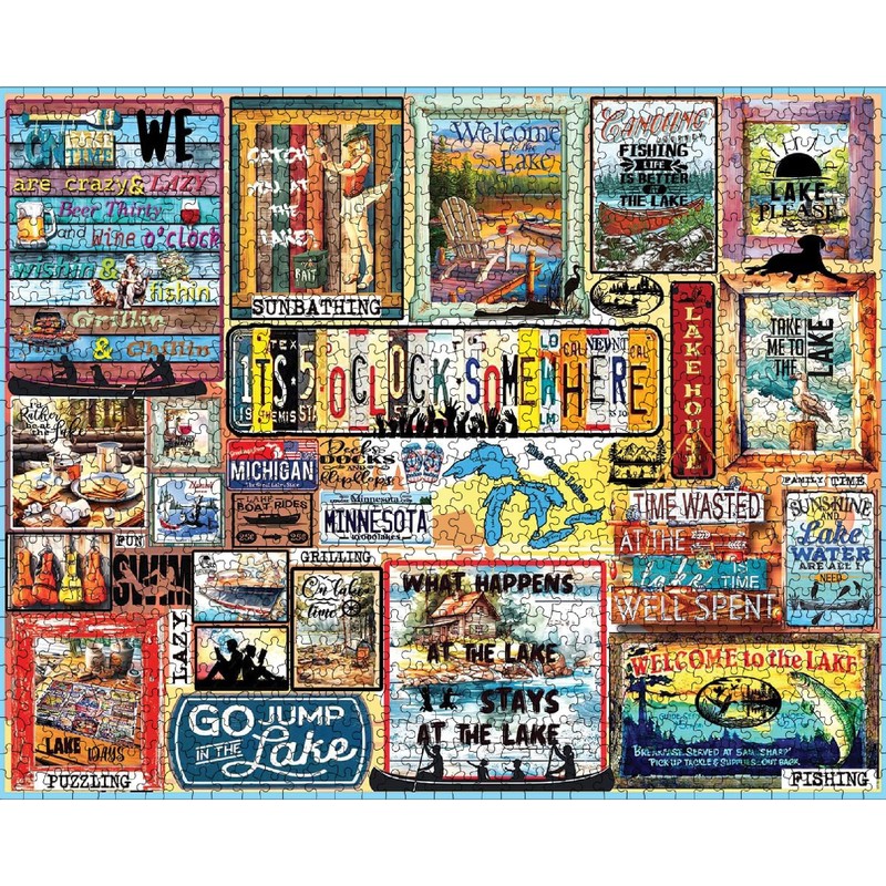 White Mountain Puzzles Lake Time 1000 Piece Jigsaw Fun Collage