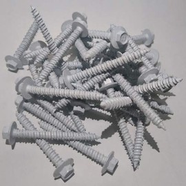 Shorpioen 100-Pack 1/4 x 1-3/4" Hex Flanged Concrete Screw White No Drill Bit BC-1428CNHFW