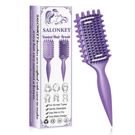 Curling Brush for Curls, Gentle Detangling & Styling without Pulling, Ergonomic Handle, Anti-Static, Suitable for Women, Men & Children, Also as a Hair Brush (Purple)