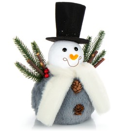 com-four® snowman figure, cute Christmas decoration, ideal as a table decoration for Advent time, beautiful decorative figure for indoor use.