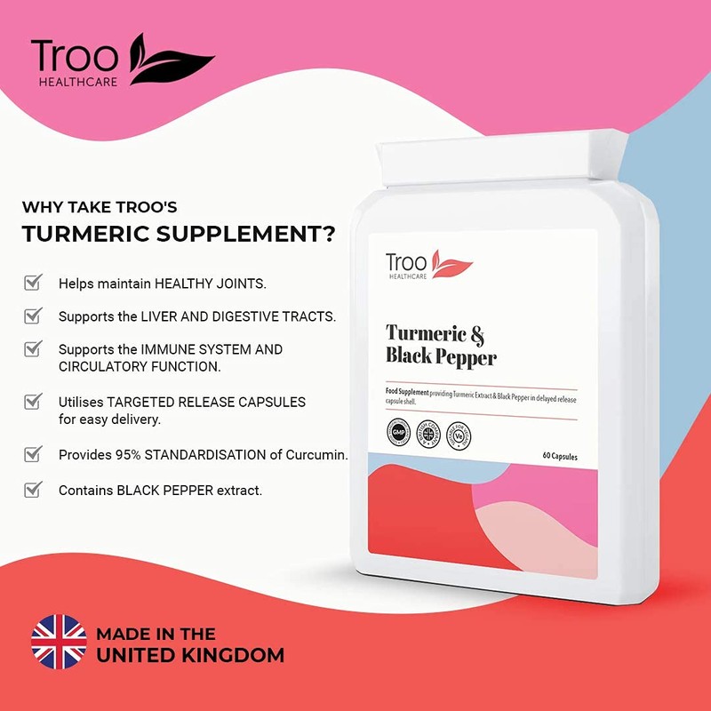 Turmeric Supplement (500 mg) - 60 Capsules with Black Pepper