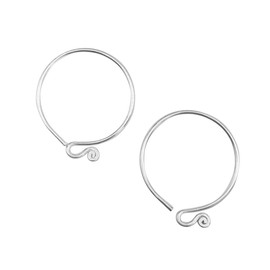 81stgeneration Hill Tribe Silver Hoop Earrings for Charms 20mm - 999 Pure Silver Round Ear Hooks Pair - Hypoallergenic Earring Wires for Beading