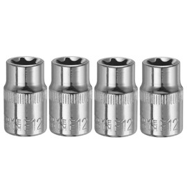 sourcing map 4pcs E-Torx Socket 3/8" Drive E12 External Torx Deep Socket CR-V 6 Point Spline Socket Star Female Bit Socket for Auto Repairs Home Maintenance DIY Hand-Making 1.2" Length