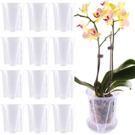 Orchid Pot 12 Pack Clear Nursery Pots with Drainage 4 Inch Orchid Pots with Holes Plastic Flower Pots for Plants Indoor Outdoor Slotted Orchids Planter