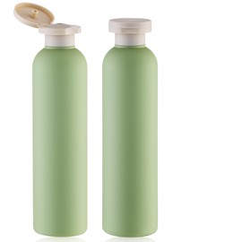 TOCHANGE Green Empty Squeeze Bottles Refillable Containers for Lotion, Cream Shampoo Leak Proof Travel Bottle (8.8oz/260ml-2Pcs)