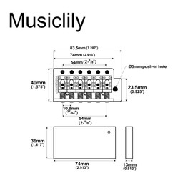 Wilkinson WOV03 54mm(2-1/8 inch) Vintage Tremolo Bridge 6-Screw for Squier/Mexico Fender/MIJ Strat Electric Guitar, Chrome