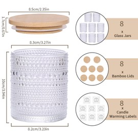 DARJEN 8 Pack Clear Candle Jars for Making Candles- 14 OZ Empty Glass Candle Making Jars with Bamboo Lids and Labels, Candle Making Supplies Candle Containers for Home DIY