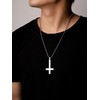 HAQUIL Inverted Cross Necklace for Men, Silver Plated Stainless Steel