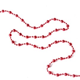 Vpang Round Crystal Pearls Beads String Garland for Christmas, Valentine, Exhibition, Wedding, Party, DIY Craft, Home Decoration, 16 ft (Red)