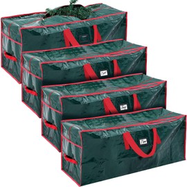 Amylove 4 Pcs Christmas Tree Storage Bag Holiday Xmas Tree Zippered Bag with Carry Handles Waterproof Plastic Christmas Tree Bag Away from Dust Moisture (Green,7.5 Ft)