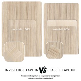 ABH AMAZINGBEAUTY HAIR Invisi Edge Tape in Hair Extensions Real Human Hair, Seamless Injected Hand-Tied Human Hair Tape ins 20PCS 50G/Pack, Golden Blonde Mixed with Platinum Blonde #T16A-60A 16Inch