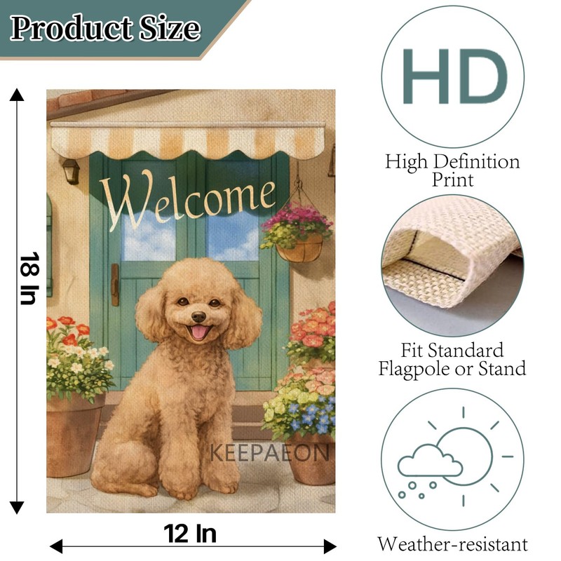 KEEPAEON Poodle Garden Flag 12x18 In Welcome Dog Flag Small