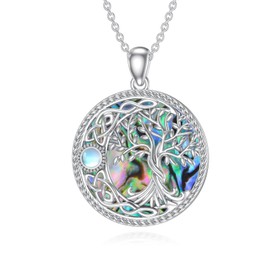 YFN Tree of Life Necklace 925 Sterling Silver Tree of Life Necklace Moon Pendant Moonstone Necklace Tree of Life Jewellery Gift for Ladies Women Girls