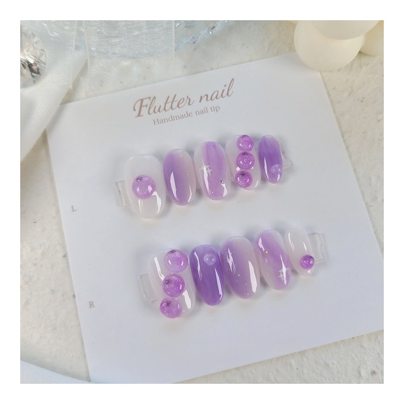 Plump Blueberry Handmade Nail Tips - Midi Ballet / 통통