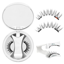 QUEWEL Magnetic-Eyelashes with Applicator, Portable Magnetic-Lashes with Applicator, Upgrade 2 Magnets False Eyelashes, Easy to Wear and Remove (Magnetics NZH-D)