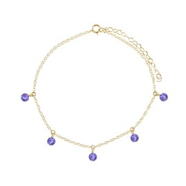 Tanzanite Bead Drop Anklet in 14k Gold Fill