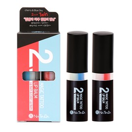 Natinda [2+2] Magic Tattoo Lip Balm Moist Lips Reversal Lipstick Full of Vitality Couple Item 2 Pieces 2 Boxes / [2+2] 매직 타투 립밤 촉촉한 입술 반전립스틱 생기가득 커플템 2개 2박스