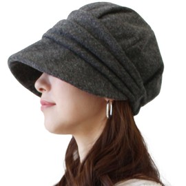 hanahana15 Women's Casket Autumn Winter Wide Brim Deep Hat Women's Fashionable Gray Camel Brown, charcoal