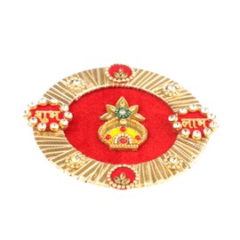 Auspicious Shubh Labh Hanging Round Kalash Decor Door Wall Hanging Wall Toran Indian Traditional Festival Diwali Decoration Handcrafted Valance Showpiece for Home Temple Pooja(Size:-4")(Red,Golden)