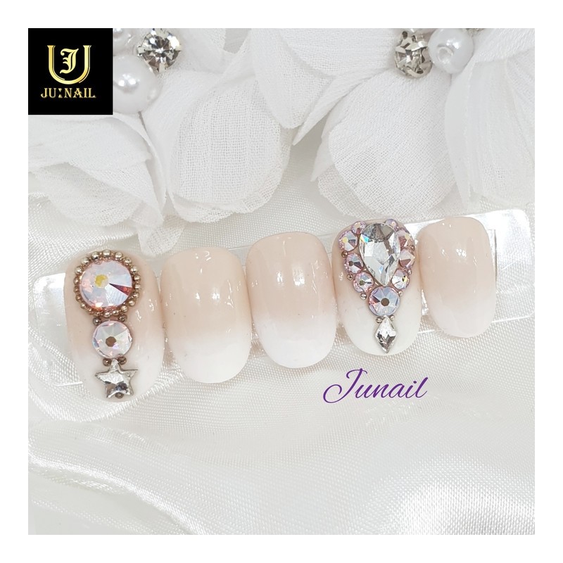 Cream puff handmade nail tips - Long round / 슈크림