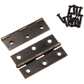 dophee Antique Brass Box Hinges, 2 Pack Cabinet Drawer Wooden Jewelry Box Chest Decorative Hinges with Bronze Screws, 60x37mm/2.36"x1.46"