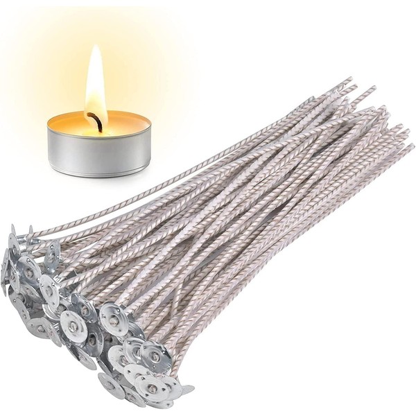100pcs CD Wicks for Soy Candles, 6 inch Pre-Waxed Candle