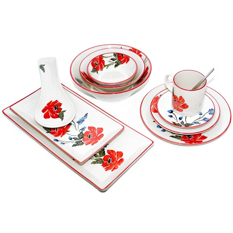 Lashuma Spoon rests, colourful poppy, set of 2 cutlery shelves,