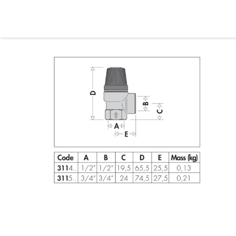 Caleffi 1/2" 3 Bar Relief Safety Valve