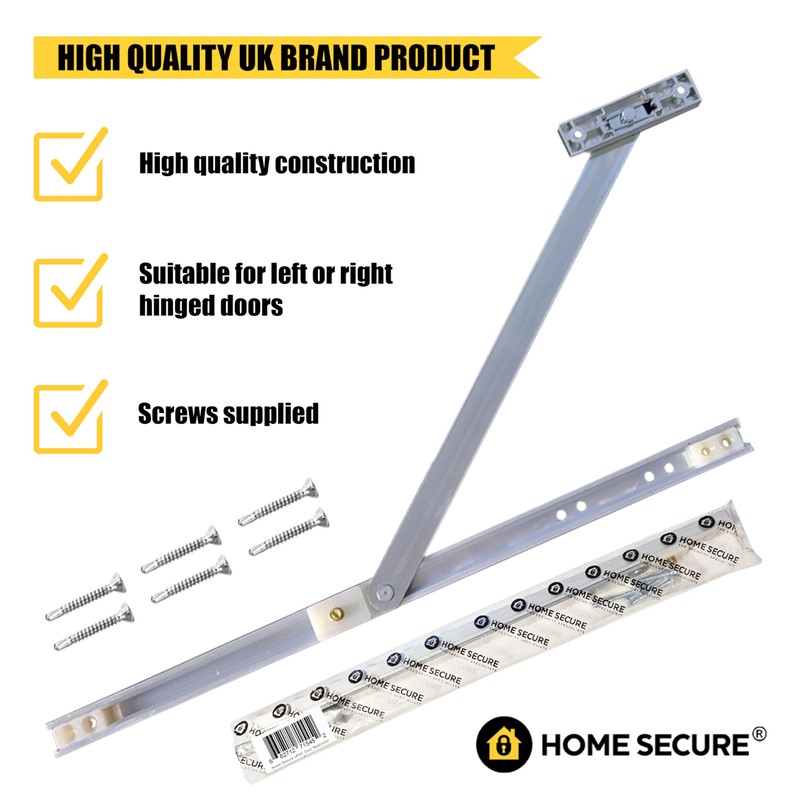 Home Secure™ uPVC Door Restrictor Stay. 335mm For uPVC, Aluminium,