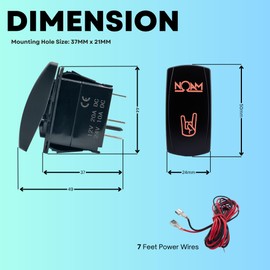 NOAM 3 pin Rocker Switch - for ATV UTV Boats Golf Cart and More - Red LED Lighted Rocker Switch 20A/12V - Waterproof Toggle Lighted Rocker switches for Accessories Light bar, Audio System, and More.