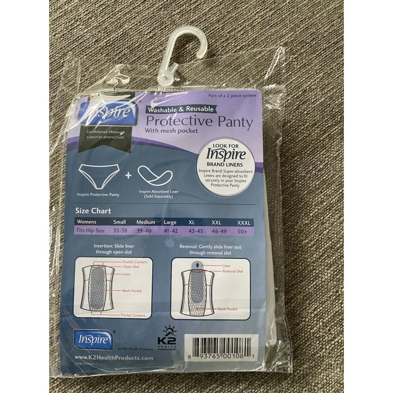 Inspire Washable & Reusable Protective Panty With Mesh Pocket White