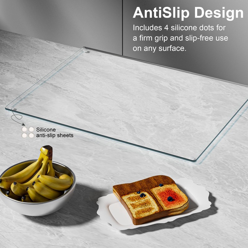 Tempered Glass Cutting Board with Lips, Clear Cutting Board, Easy