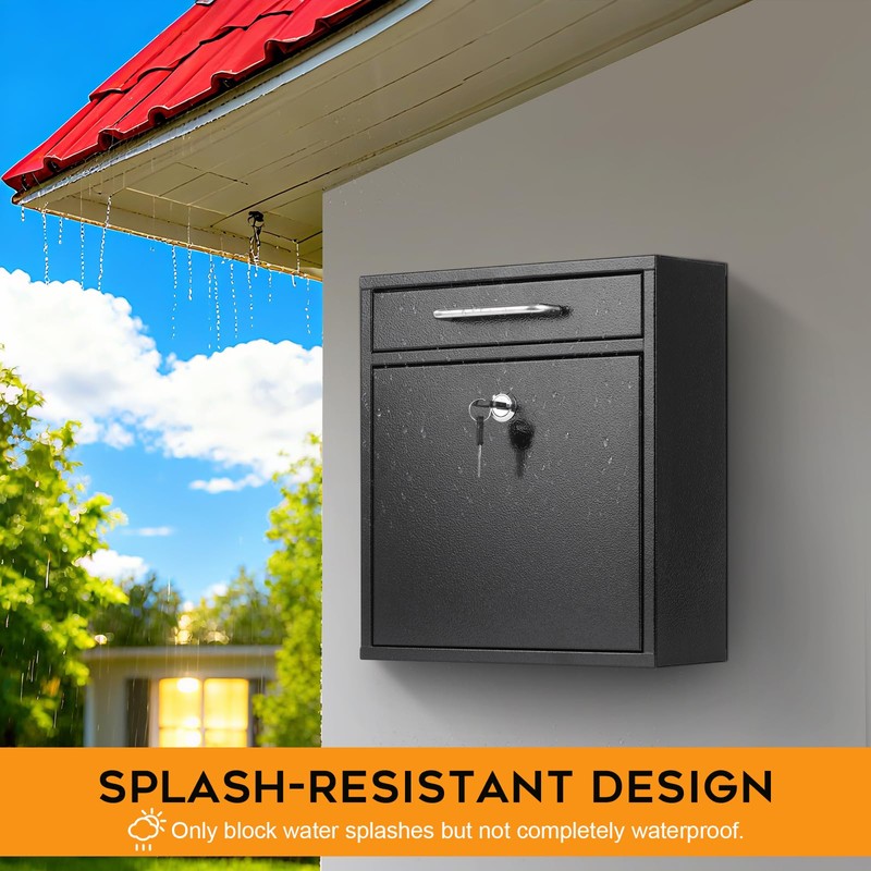 xydled Steel Mailbox Wall Mount, Medium Locking Mailbox with Key