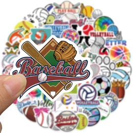 Sports Mixed Stickers for Water Bottles, Basketball, Baseball, Football, Volleyball, Soccer Stickers Bulk, 50PCS Waterproof Vinyl Stickers for Teens, Kids, Adults, Party Supplies (Ball)
