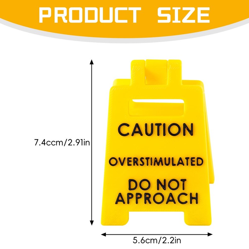 Lotsdonxia Double-Sided Caution Overstimulated Desk Sign - Funny Office Humour,