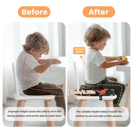 wooshwa Toddler Booster Seat for Dining Table, Kids Booster Seat for Kitchen Chair with Non-Slip Bottom, Portable Detachable Washable Increasing Cushion with 2 Adjustable Straps (Dinosaur)