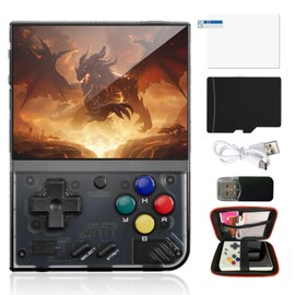 Miyoo Mini Plus Retro Game Console,3.5 Inch IPS Classic System Retro Video Games Consoles,with 64G TF Card and Wireless Networt Handheld Console Casual Game Console(Black)