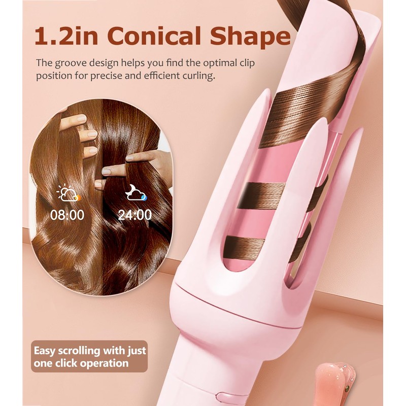 Auto Hair Curler, Automatic Curling Iron with 4 Temperature &