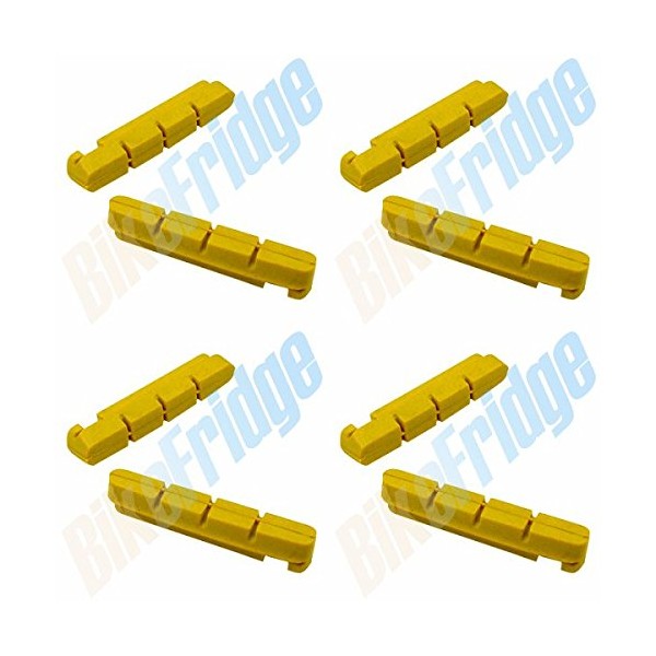 4 Pairs (8 Pads) Road Brake Pad Inserts Compatible with Shimano Dura-Ace 105, Yellow Color, Inserts 105