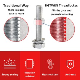 High strength screw lock, 50 ml screw lock, high strength, prevents loosening of nuts and screws during prolonged vibration and thus secures and seals metal nuts and screws