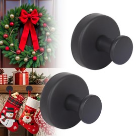 Laexepelle Suction Cup Hooks, Heavy Duty Large Stainless Steel Waterproof No-Drill Hooks for Shower, Bathroom, Kitchen Wall, Glass Door, Mirror, Tile – Loofah, Towel, Wreaths (2, Black)