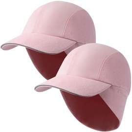 GADIEMKENSD Winter Running Baseball Cap Women Ponytail Beanie with Ear Warmer Hiking Hat Reflective Fleece Ball Cap Warm Ear Flaps Cold Weather for Hunting Snow Skiing Sports Pink