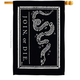 Americana Home & Garden H140725-BO 28 x 40 in. Black Join or Die American USA Historic House Flag with Double-Sided Horizontal Decoration Banner Garden Yard Gift