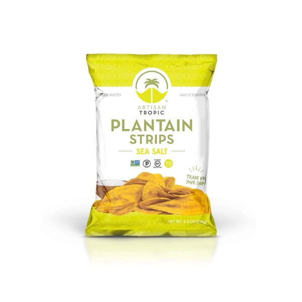 Artisan Tropic Plantain Strips - Your Tasty and Healthy Snack Alternative - Paleo, Gluten Free, Vegan, Non-GMO - Made With Sustainable Palm Oil and No Added Sugar (Sea Salt, 4.5 oz|12 pack)
